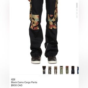 424 Black Camo Cargo Pants